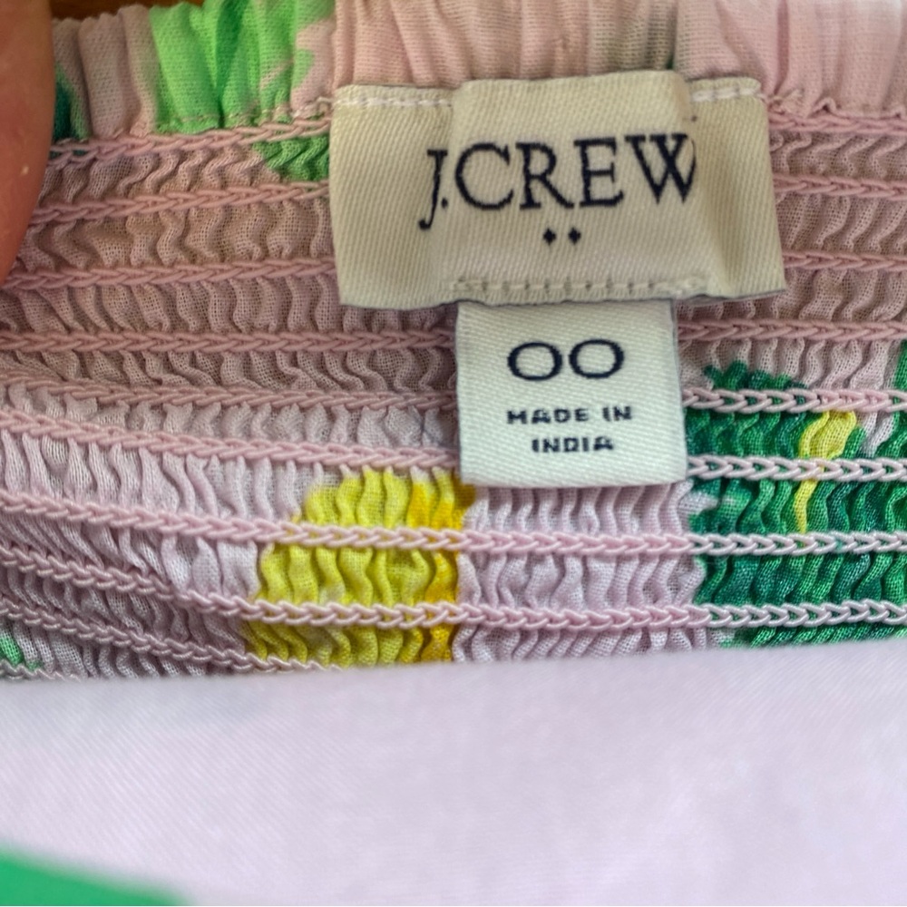J.Crew Lemon Print Ruffle Strap Tiered Midi Dress Pink Yellow Size 00 - Picture 8 of 8